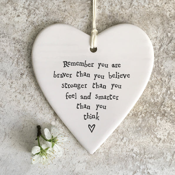 East of India Porcelain Round Heart - Remember You Are Braver