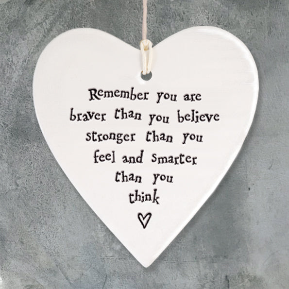 East of India Porcelain Round Heart - Remember You Are Braver