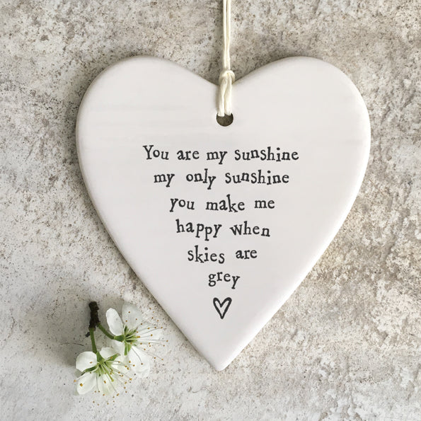 East of India Porcelain Round Heart - You Are My Sunshine