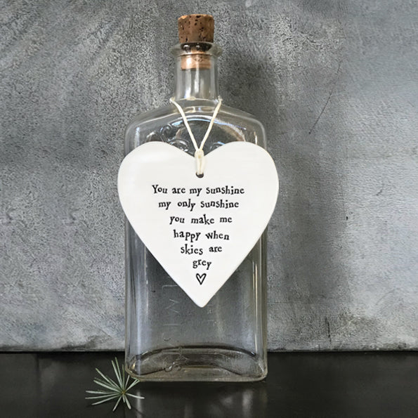 East of India Porcelain Round Heart - You Are My Sunshine