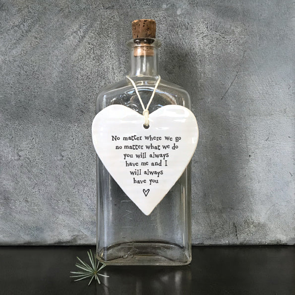 East of India Porcelain Round Heart - No Matter Where We Go