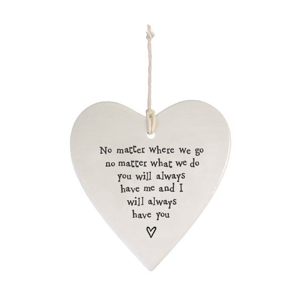 East of India Porcelain Round Heart - No Matter Where We Go