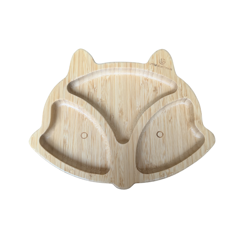 Bamboo Feeding Set - Plate, Bowl, Spoon & Fork Gift Set - Fox