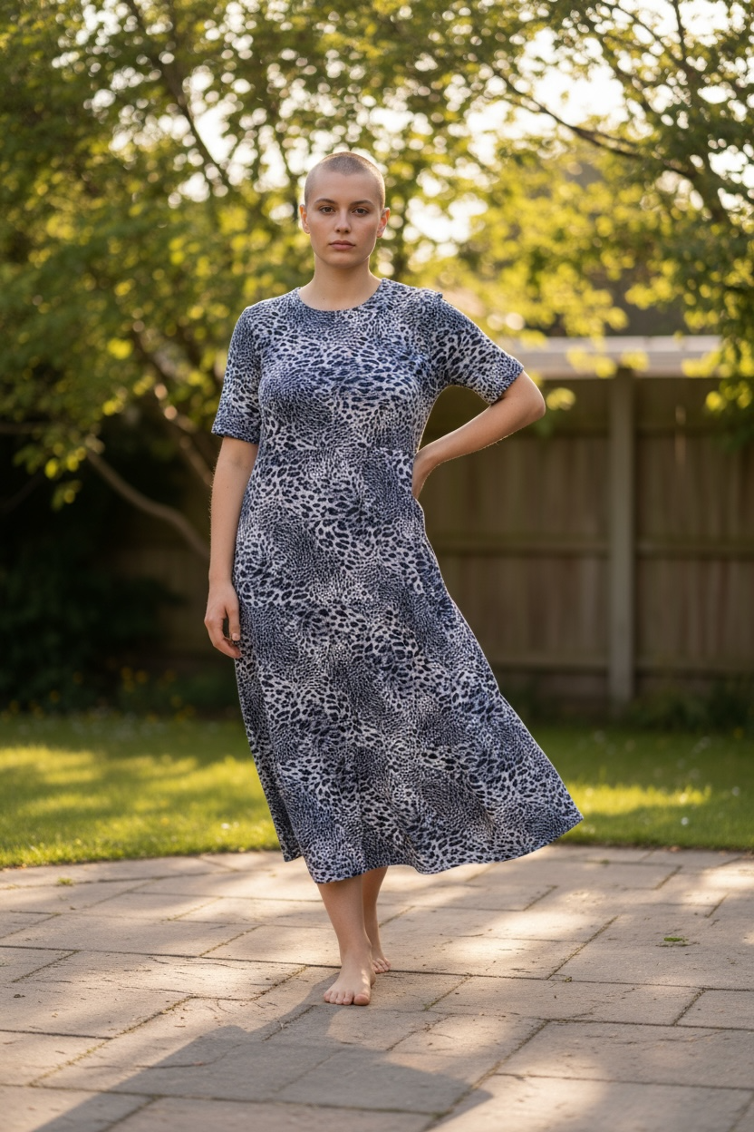 The Midi Breastfeeding Dress - Grey Leopard