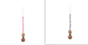 Beech & Silicone Dummy / Pacifier Clip