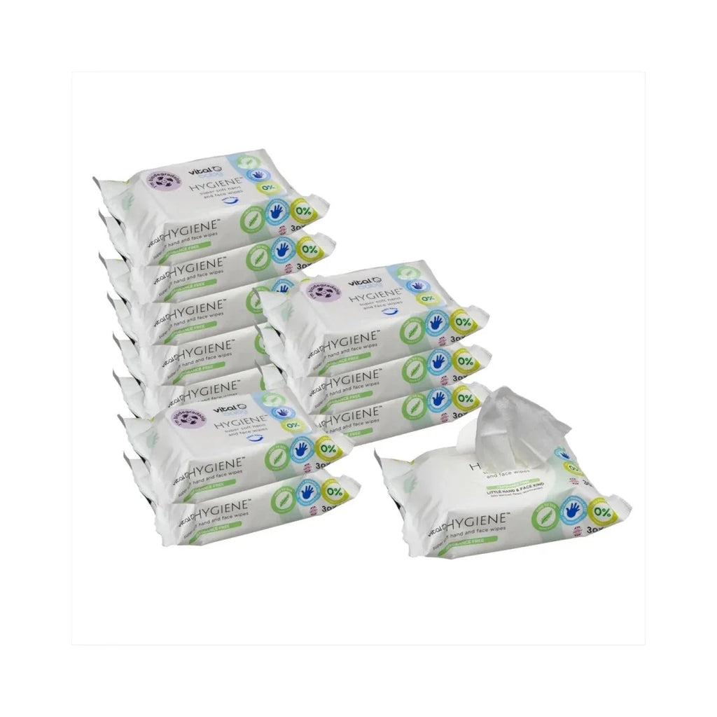 Vital Baby Hygiene Super Soft Fragrance Free Hand & Face Wipes - 12 packs