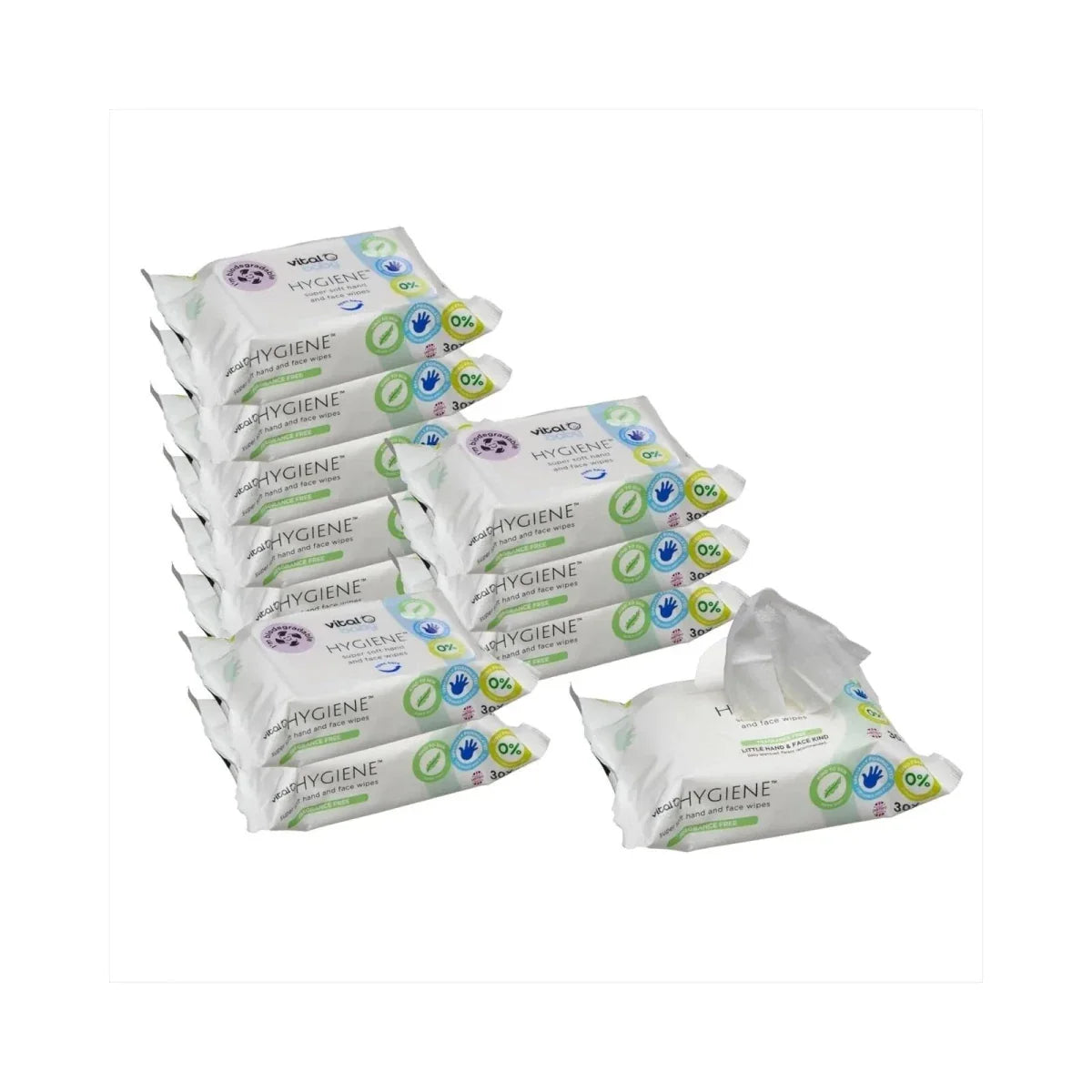 Vital Baby Hygiene Super Soft Fragrance Free Hand & Face Wipes - 12 packs