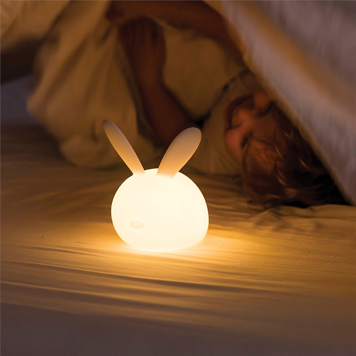 Nattou LED-Night Light Bunny of Silicone, Voice Activation - 7 Colours