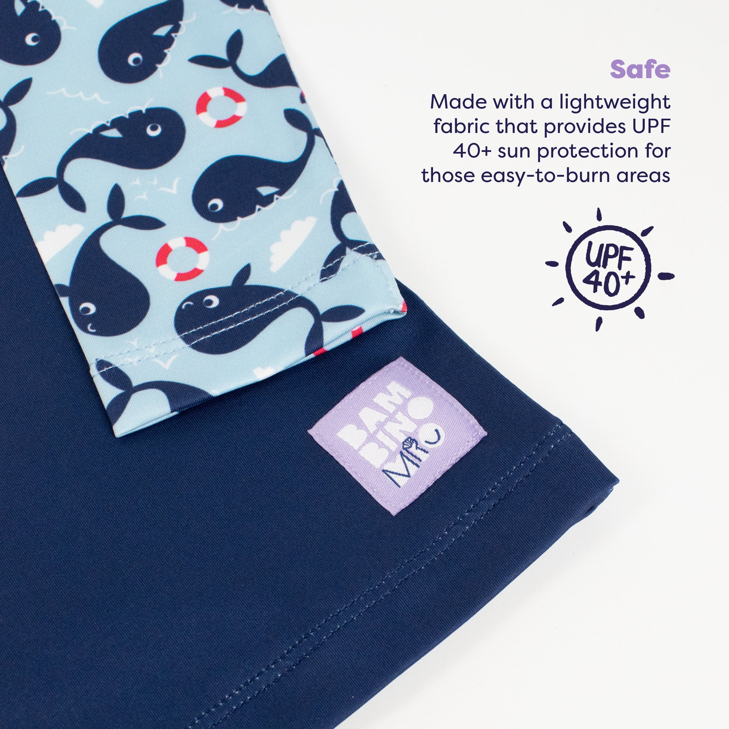 Bambino Mio UPF 40+ Soft and Gentle Protective Swim Rash Vest - Blue Whale