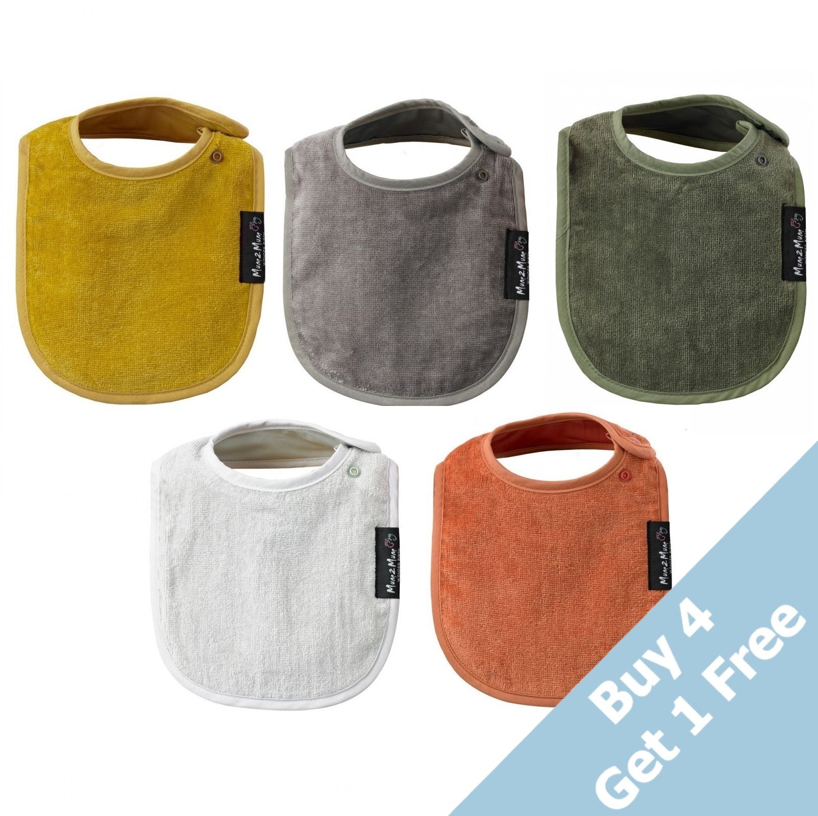 5 PACK - Mum 2 Mum Infant Wonder Bibs - EARTH TONES - Baby&More