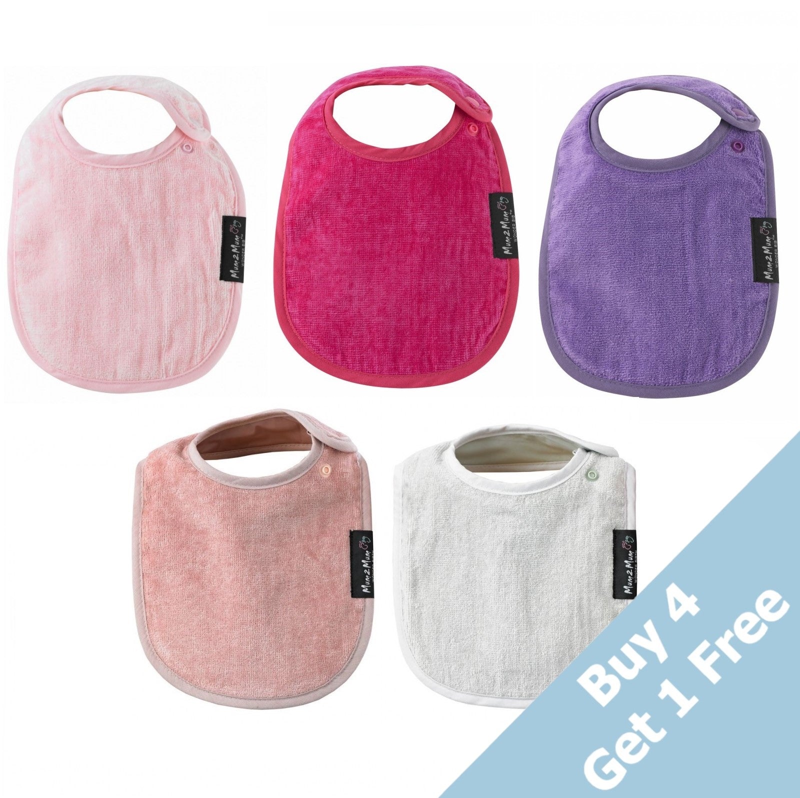 5 PACK - Mum 2 Mum Infant Wonder Bibs - Pinks - Baby&More