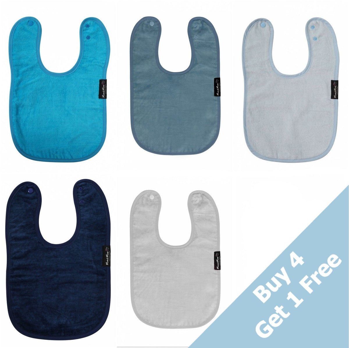 5 PACK - Mum 2 Mum Standard Wonder Bib - Blues - Baby&More