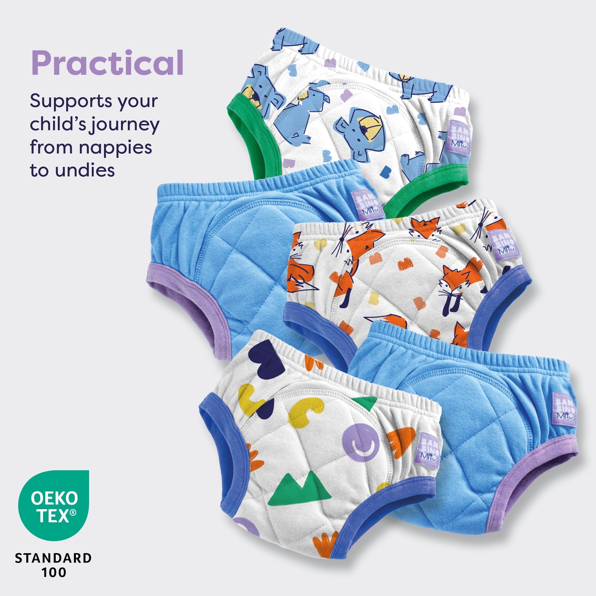 5 Pack Reusable Potty Training Pants - Mixed Sky - Enhanced Design - Baby&More