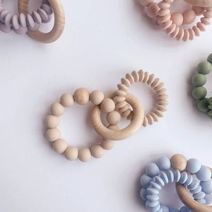 Lentil Duo Silicone Teething Ring - Various Colours