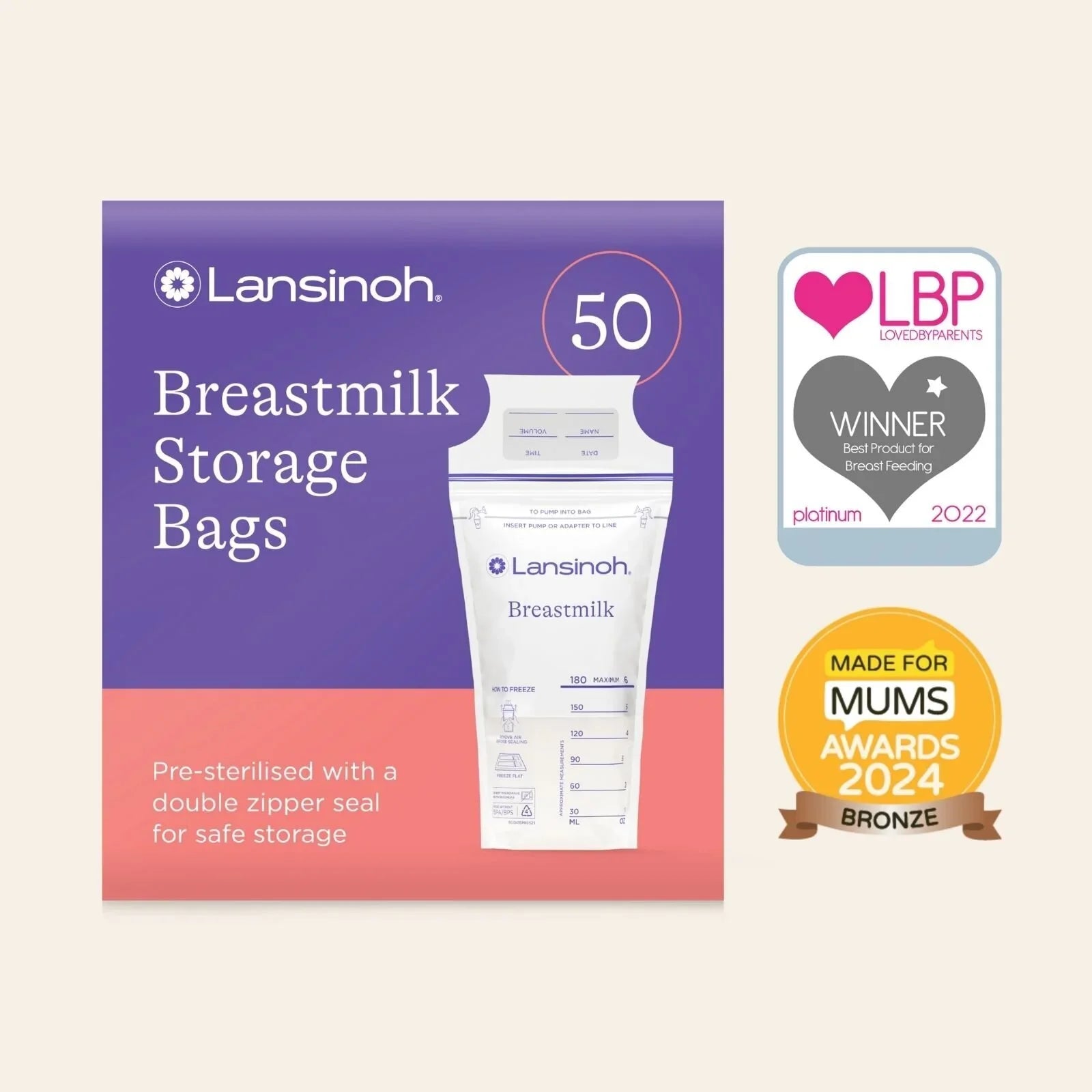 Lansinoh Breastmilk Storage Bags - Pack of 50