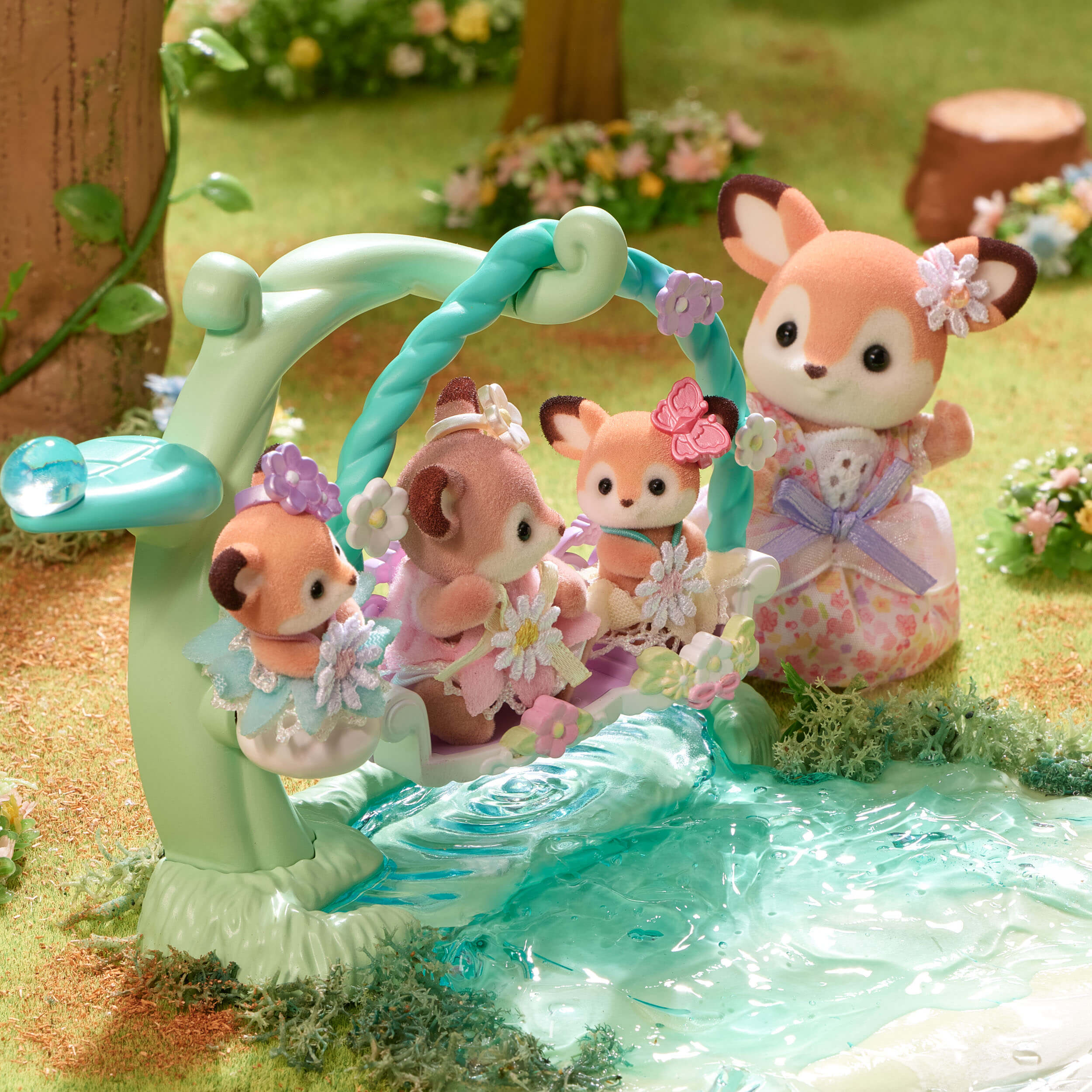 Sylvanian Families - Deer Babies Floral Swing Set
