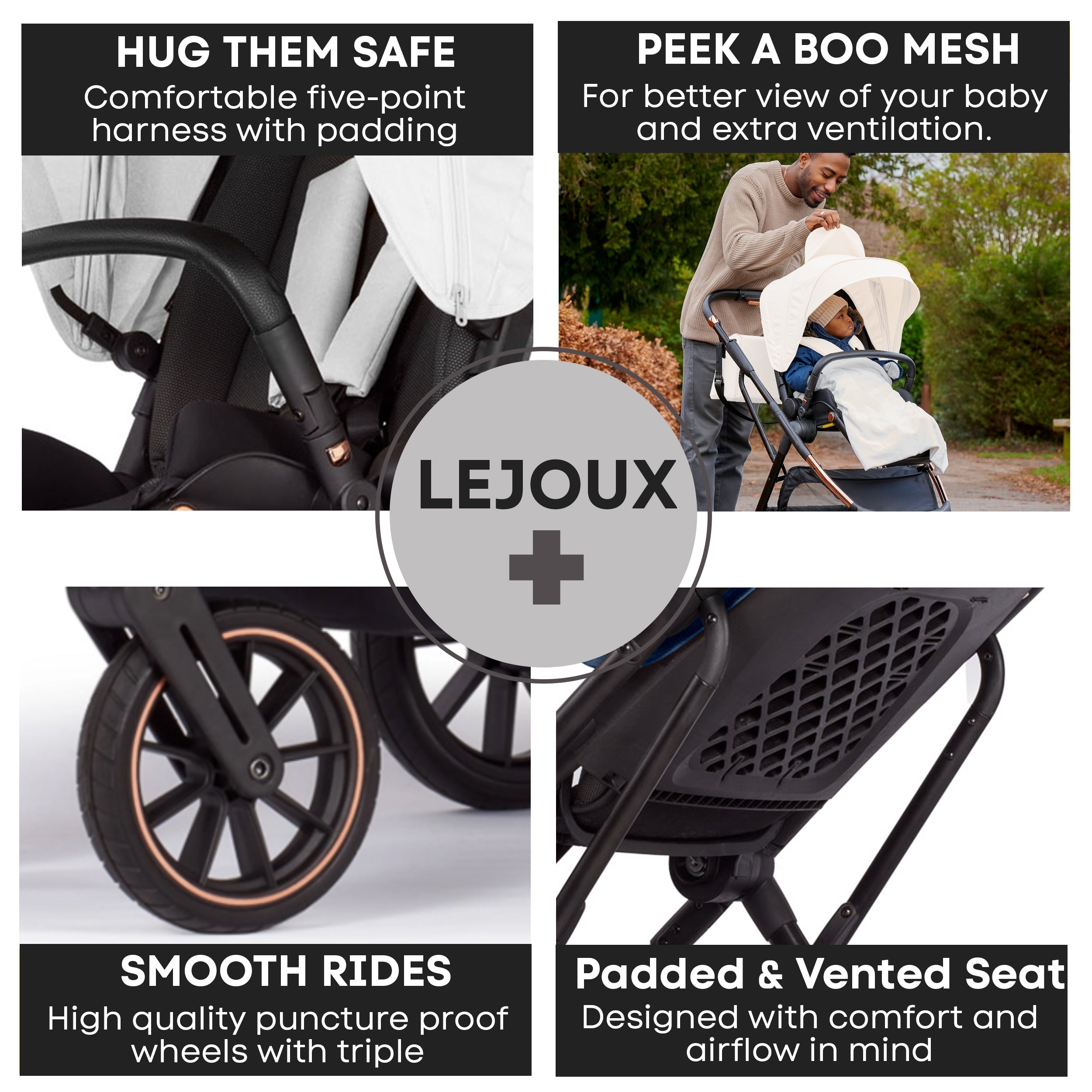 Lejoux+ Baby Pram Stroller Pushchair - 0 Months +