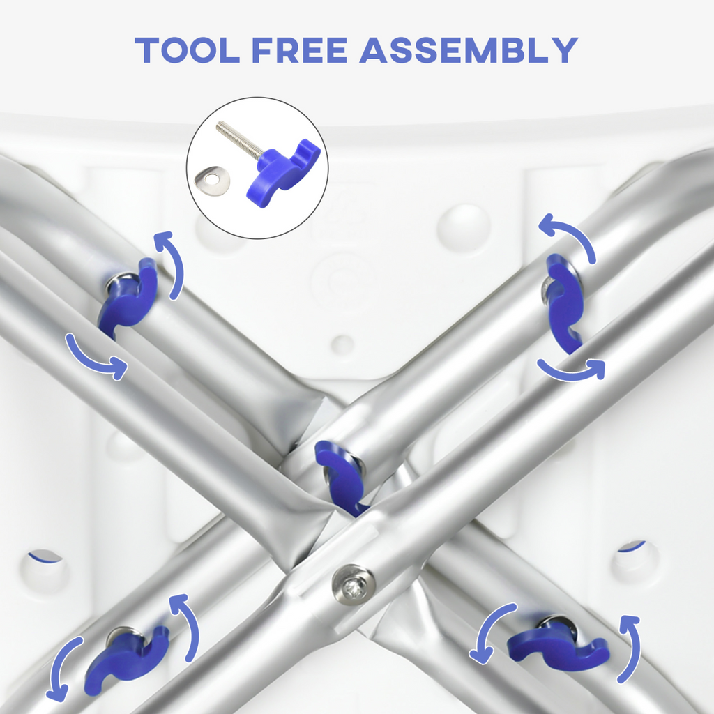 Bath / Shower Stool, Adjustable Height - Purple - Max 150kg