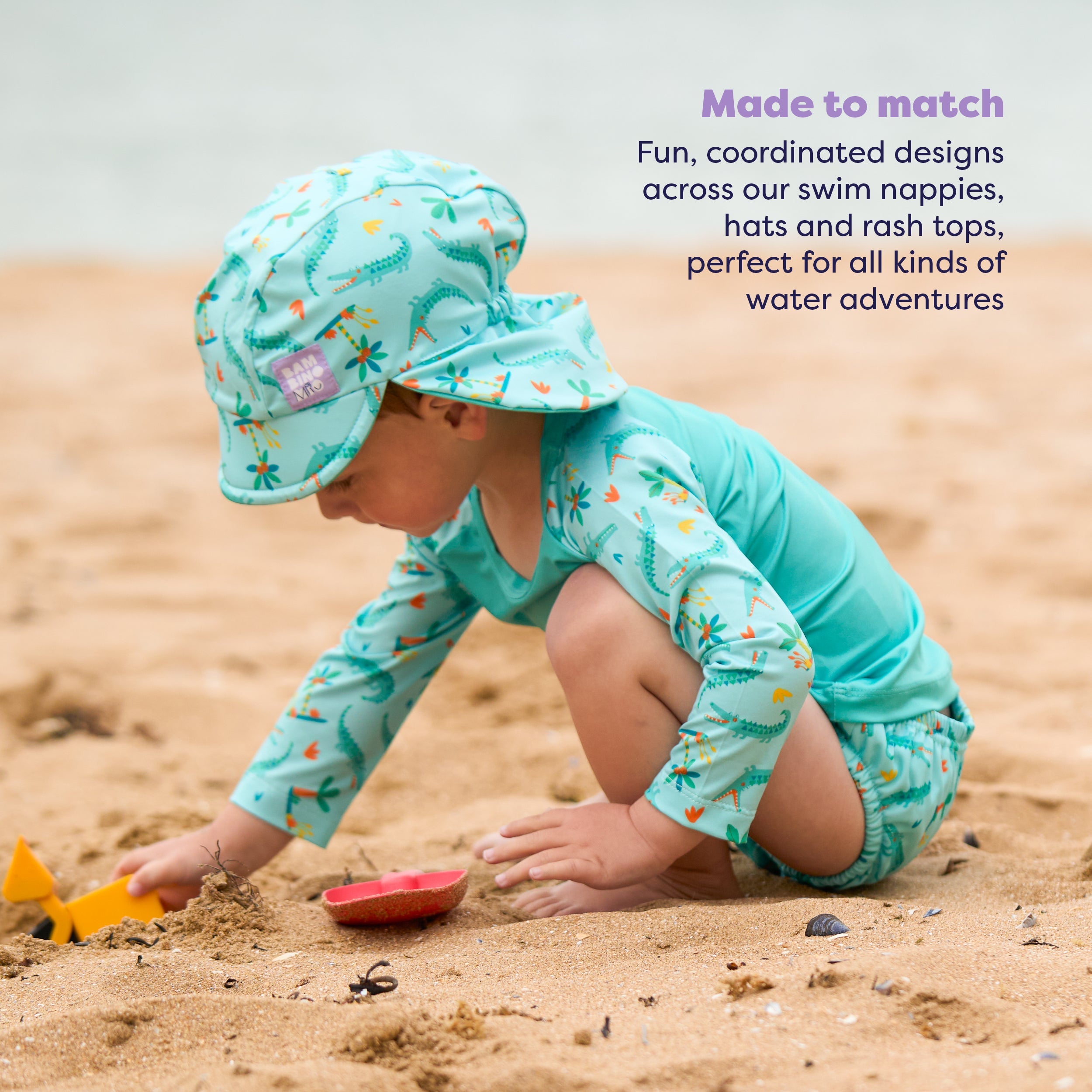 Bambino Mio UPF 40+ Reversible Swim Hat for Babies and Toddlers - Crafty Croc