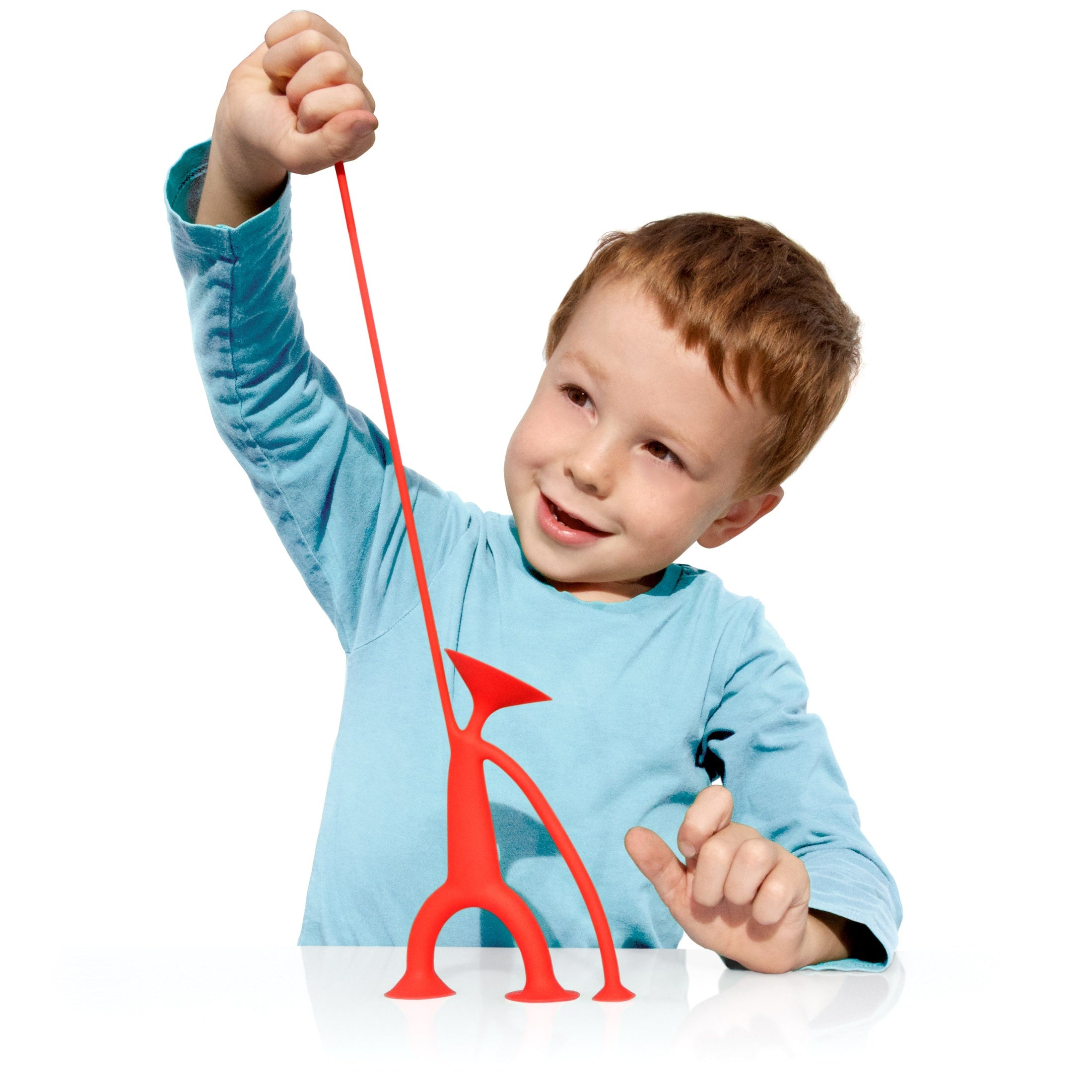MOLUK Oogi Silicone Toy with Suction Arms & Legs - Red