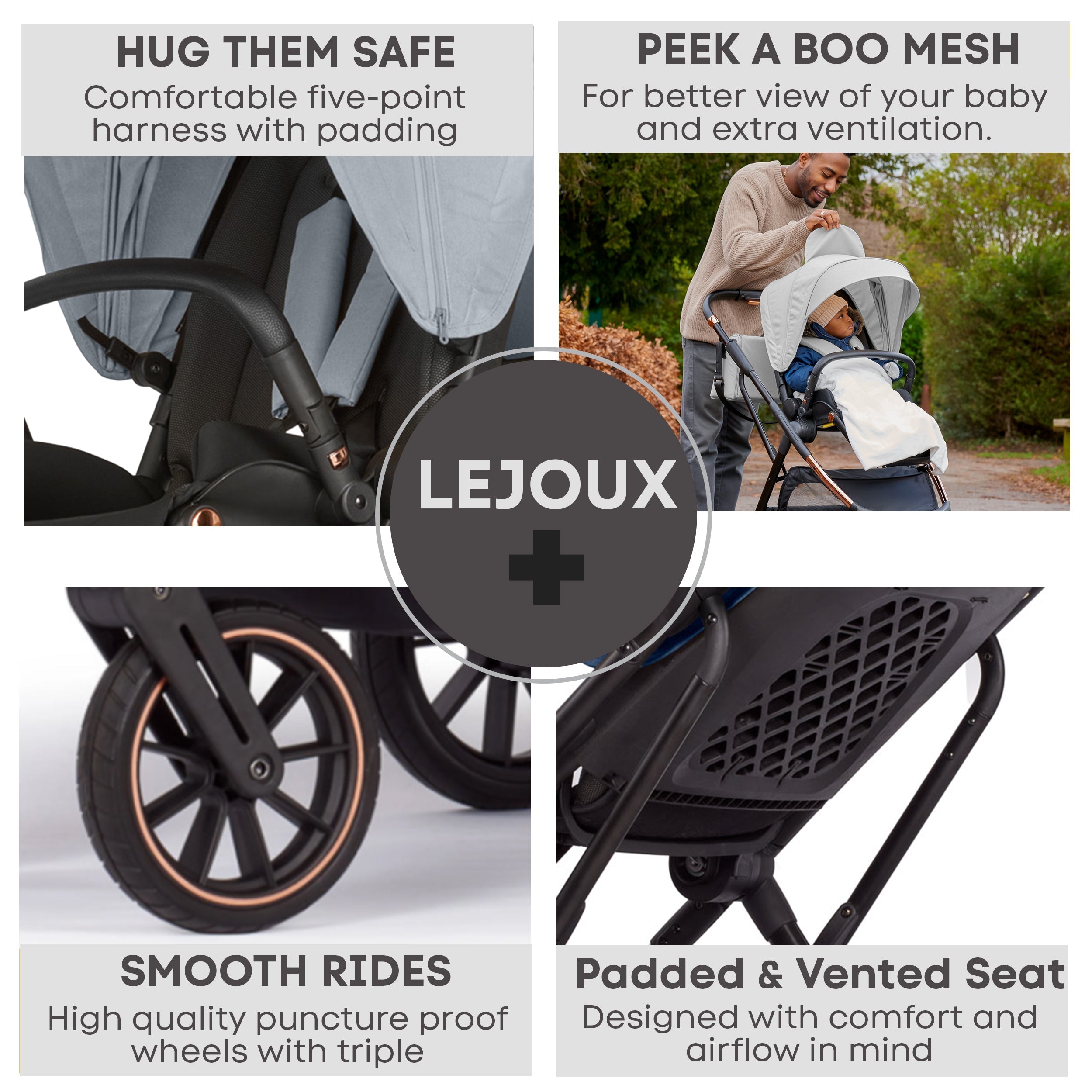 Lejoux+ Baby Pram Stroller Pushchair - 0 Months +