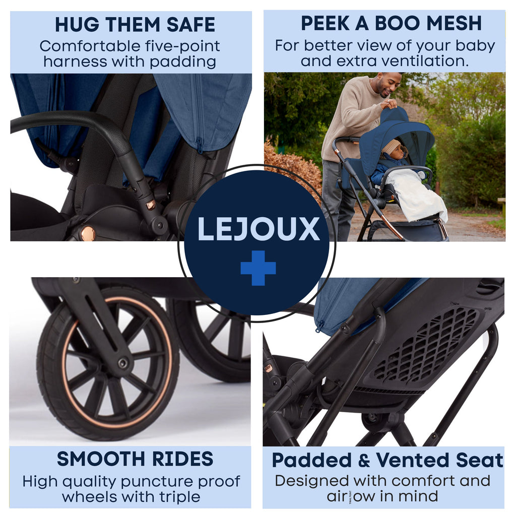 Lejoux+ Baby Pram Stroller Pushchair - 0 Months +