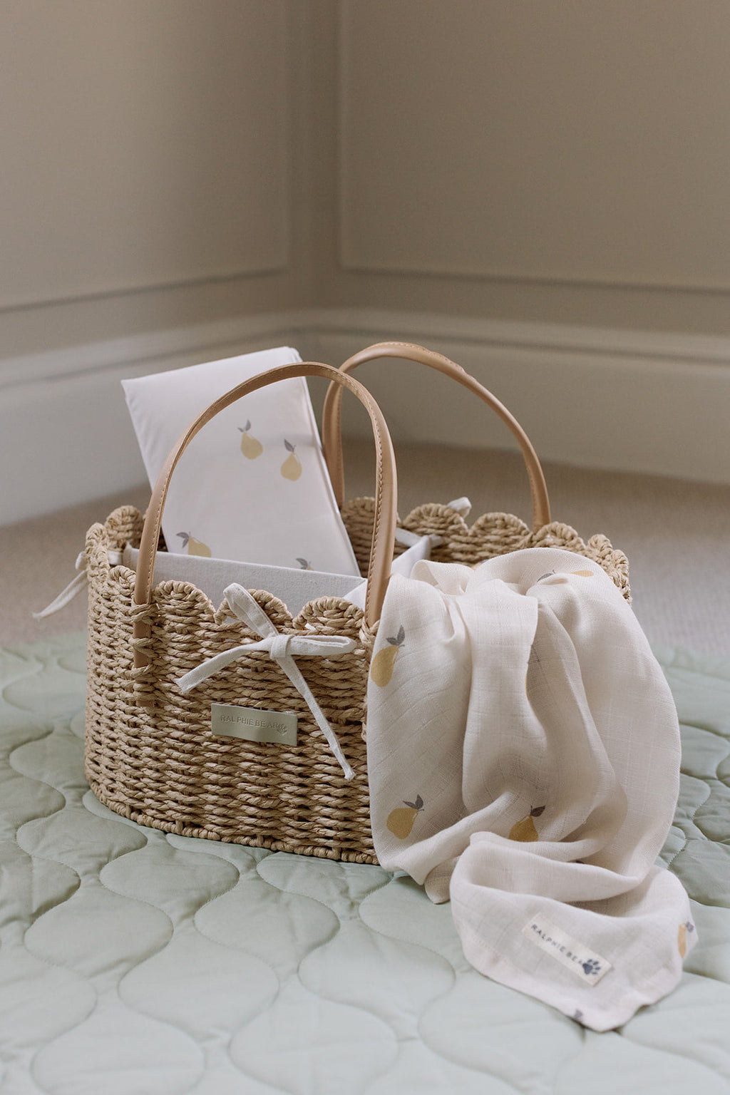 Ralphie Bear Scallop Edge Nappy Caddy / Basket