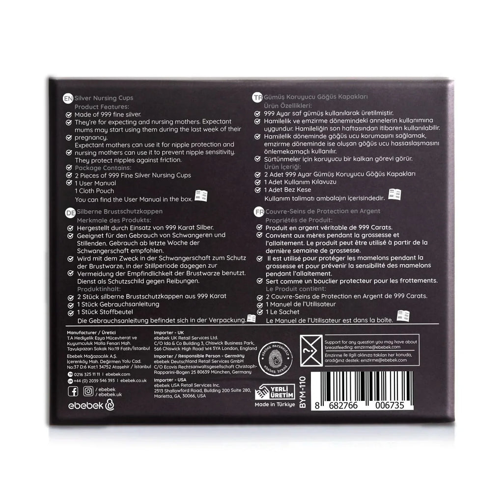 Sterling Silver Nipple Shield Covers / Nipple Cups - 2 Pack