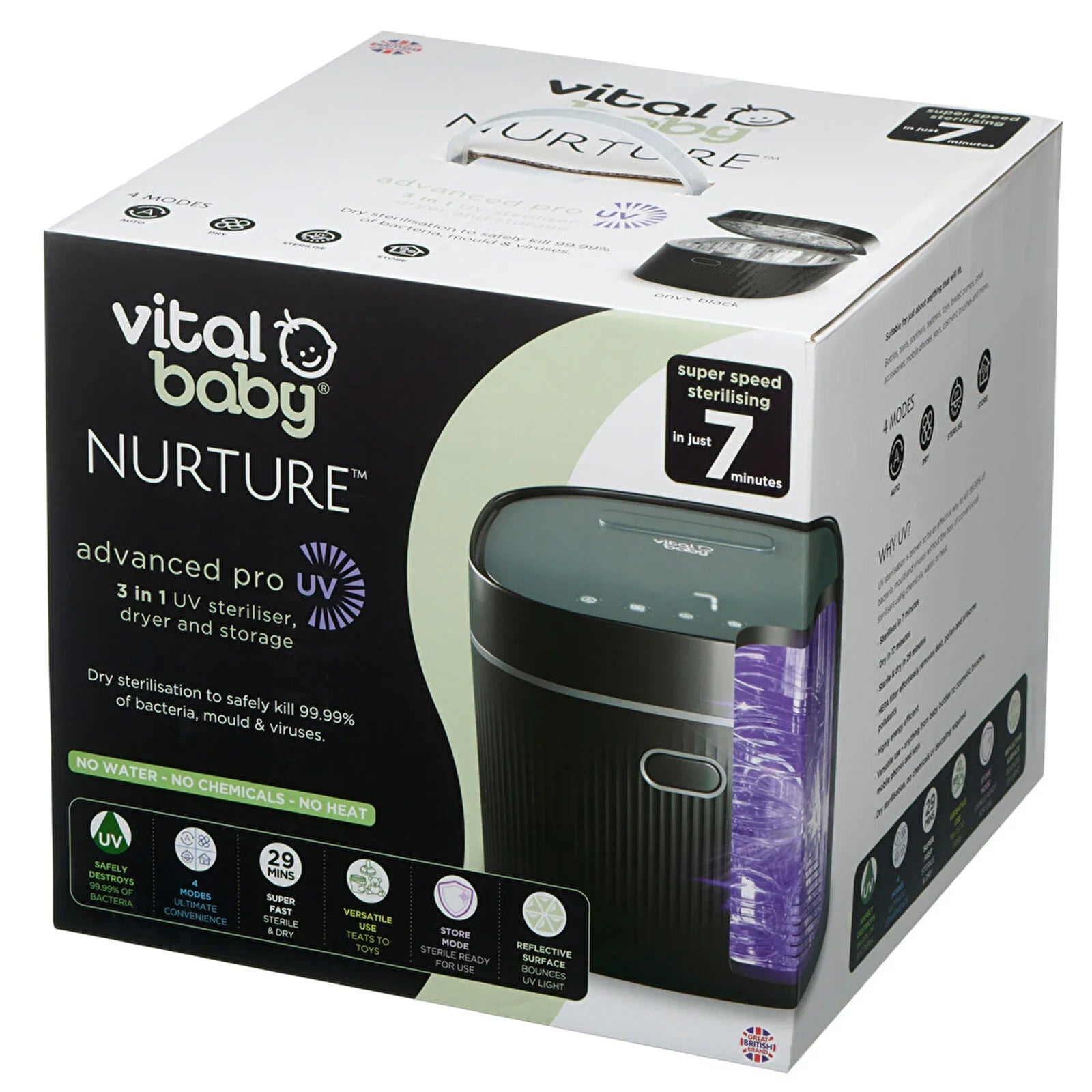 Vital Baby Nurture Advanced Pro UV Steriliser & Dryer - Black