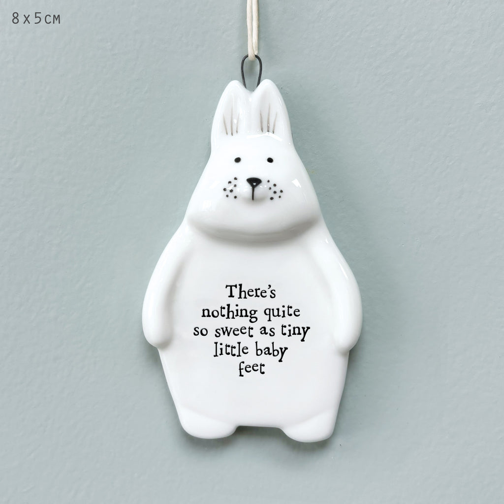 East of India Rabbit Hanger - Nothing Quite So Sweet as Tiny Little Baby Feet