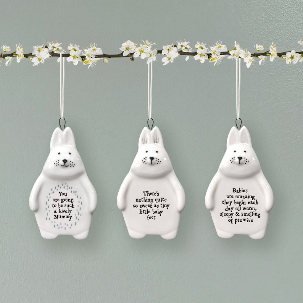 East of India Rabbit Hanger - Nothing Quite So Sweet as Tiny Little Baby Feet