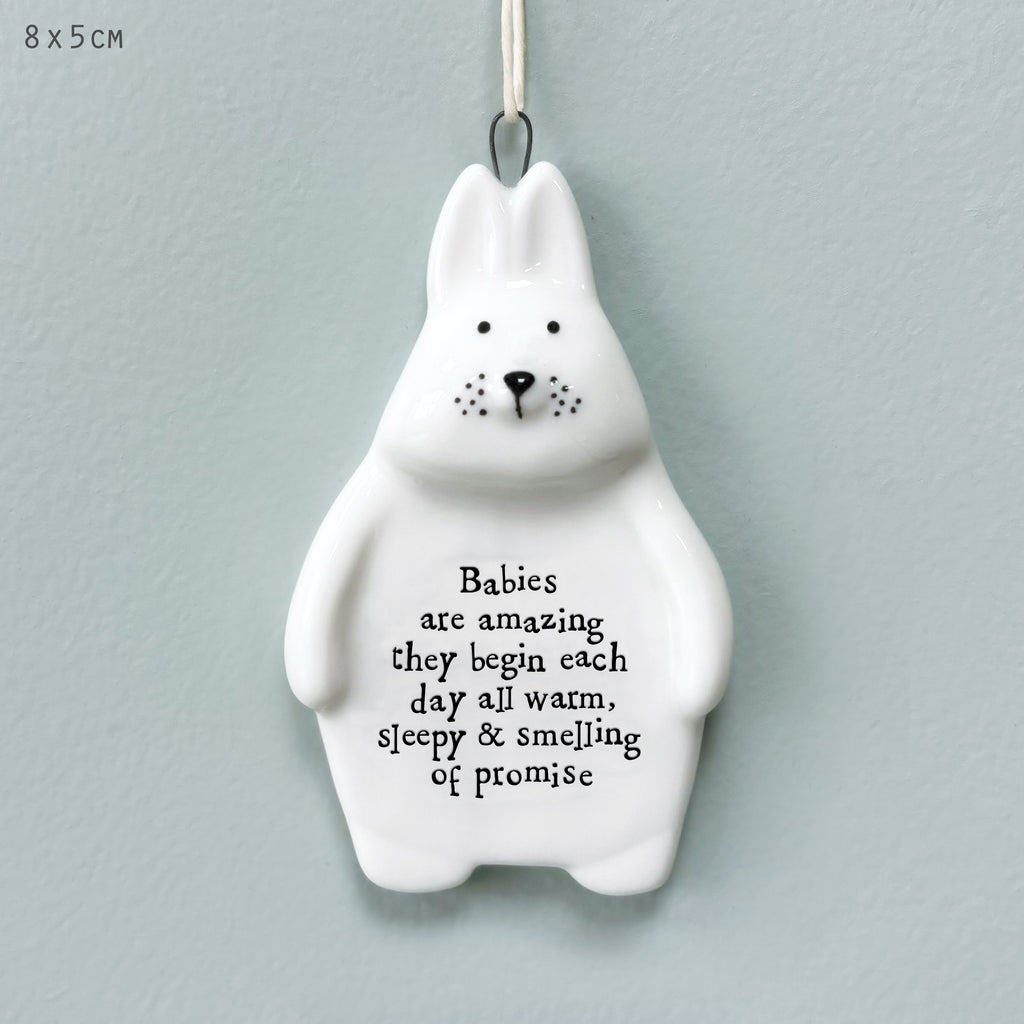 East of India Rabbit Hanger - Babies are Amazing, Full of Promise