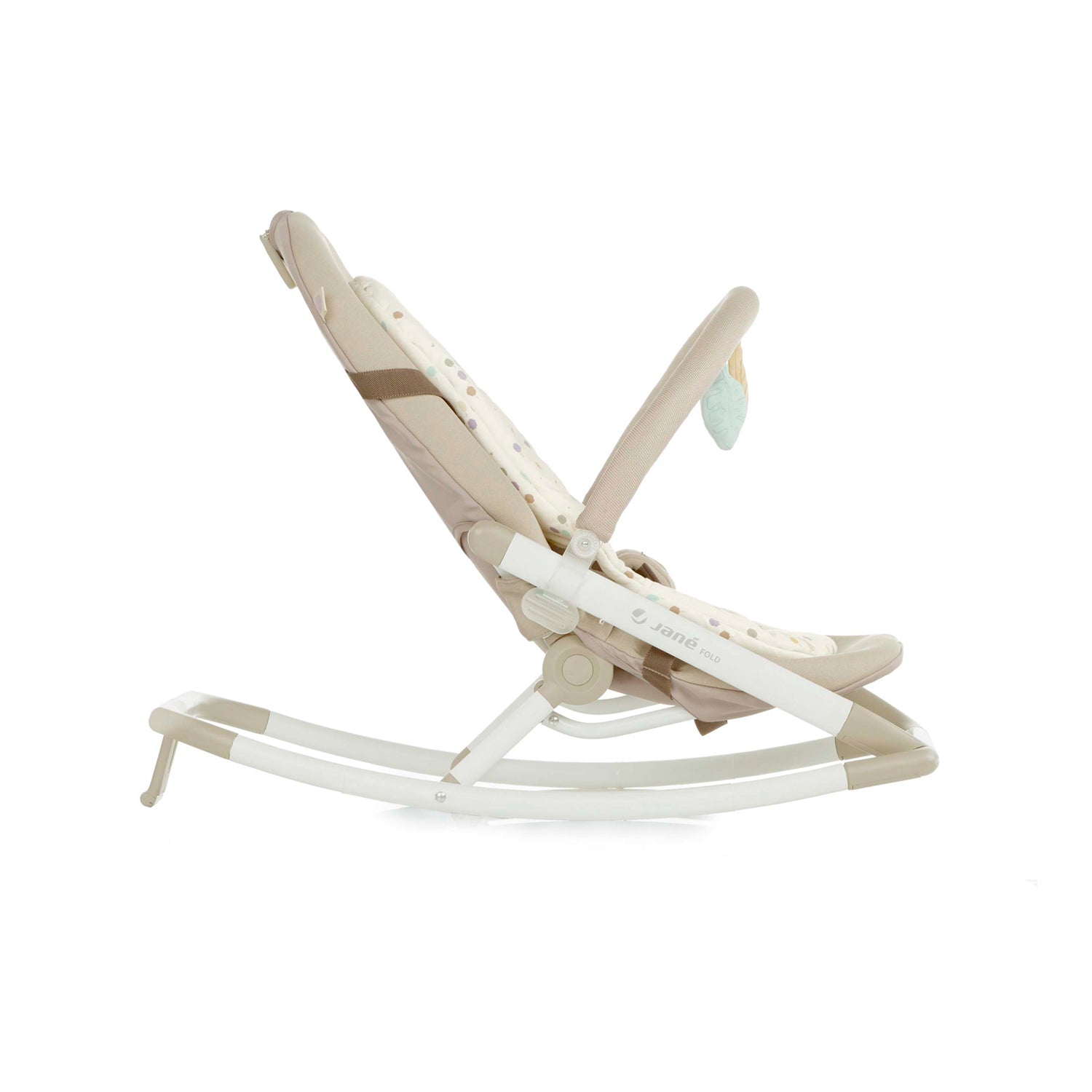 Folding Baby Rocker with Toy Arch & Reversible Newborn Cushion - Grey Star