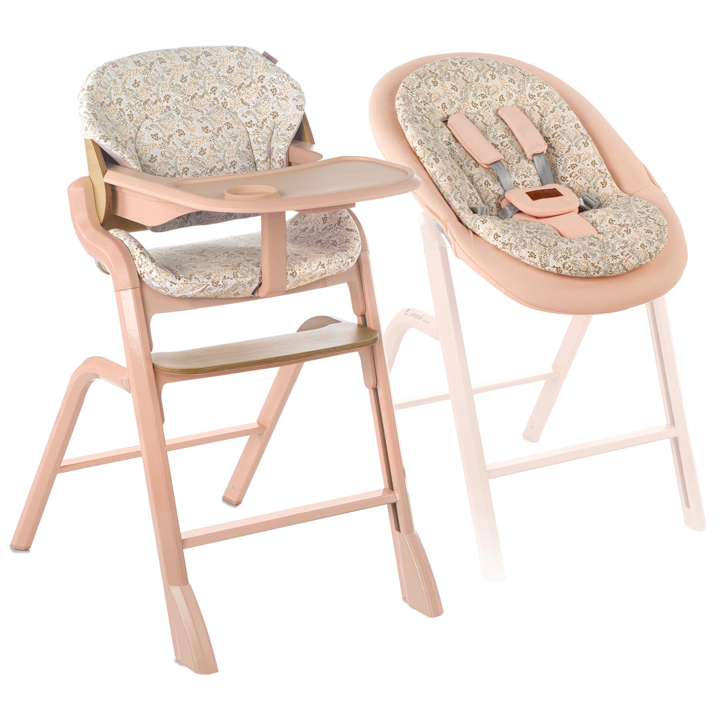 Jane Noah Highchair + Rocker Kit for Newborns - Pale Peach