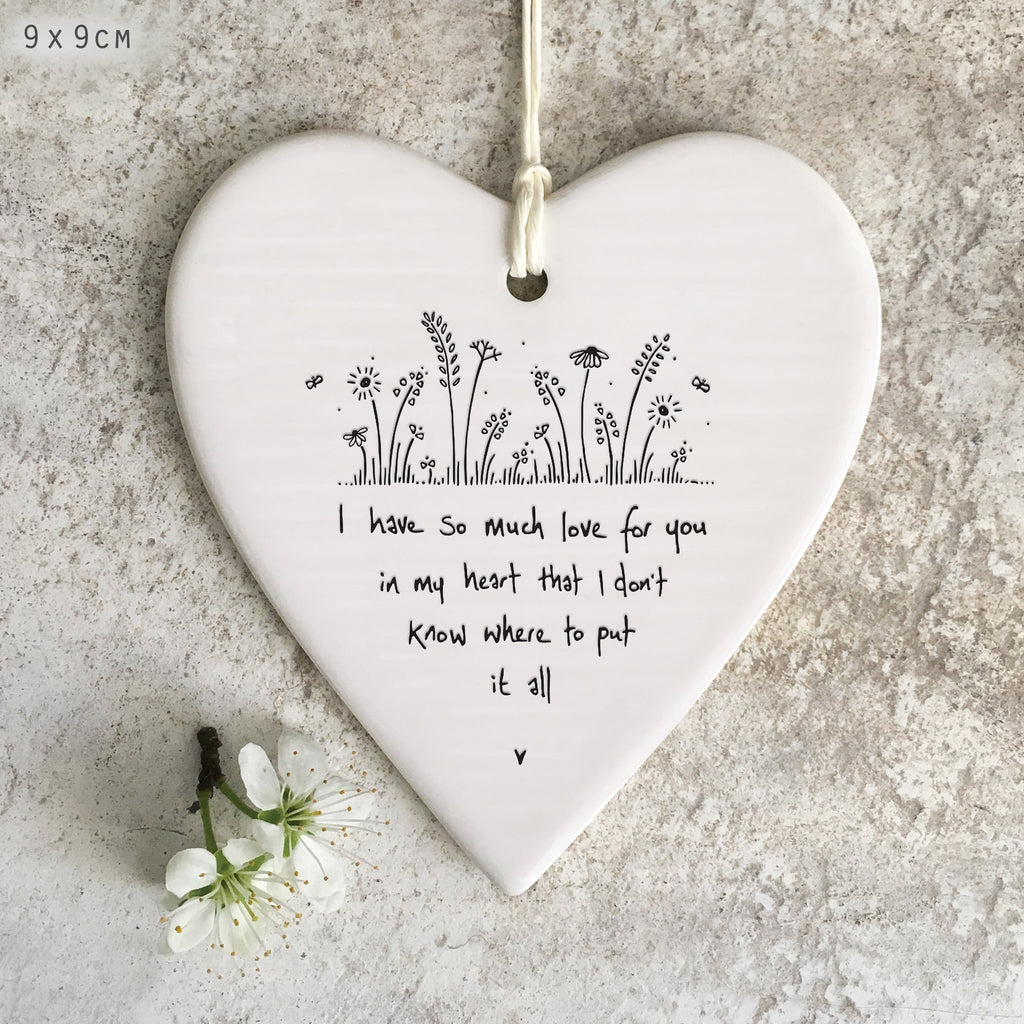 East of India Wobbly Round Heart - I Have So Much Love For You