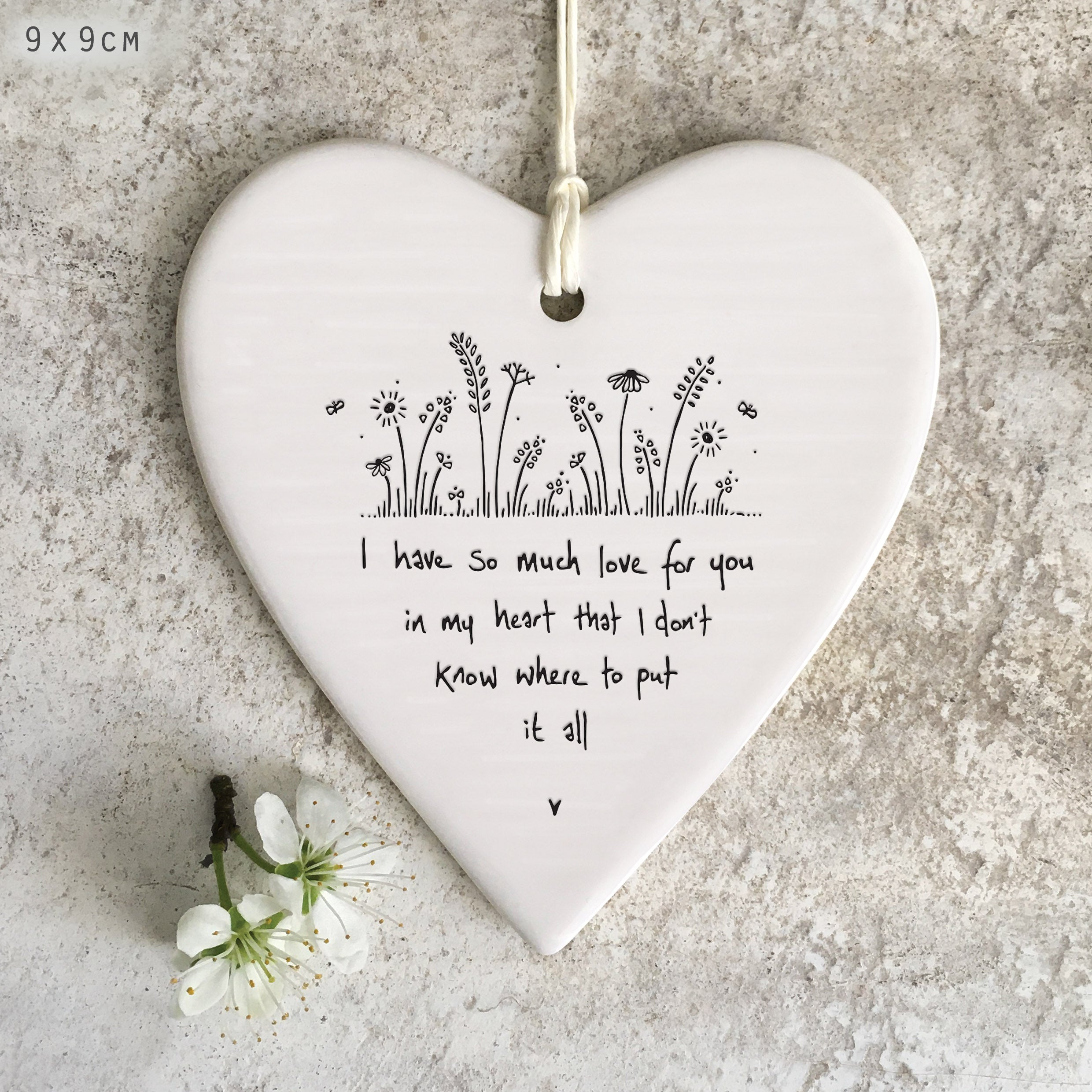 East of India Wobbly Round Heart - I Have So Much Love For You