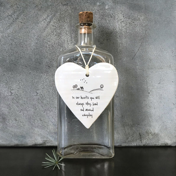 East of India Wobbly Round Heart - In Our Hearts You Will Always Stay