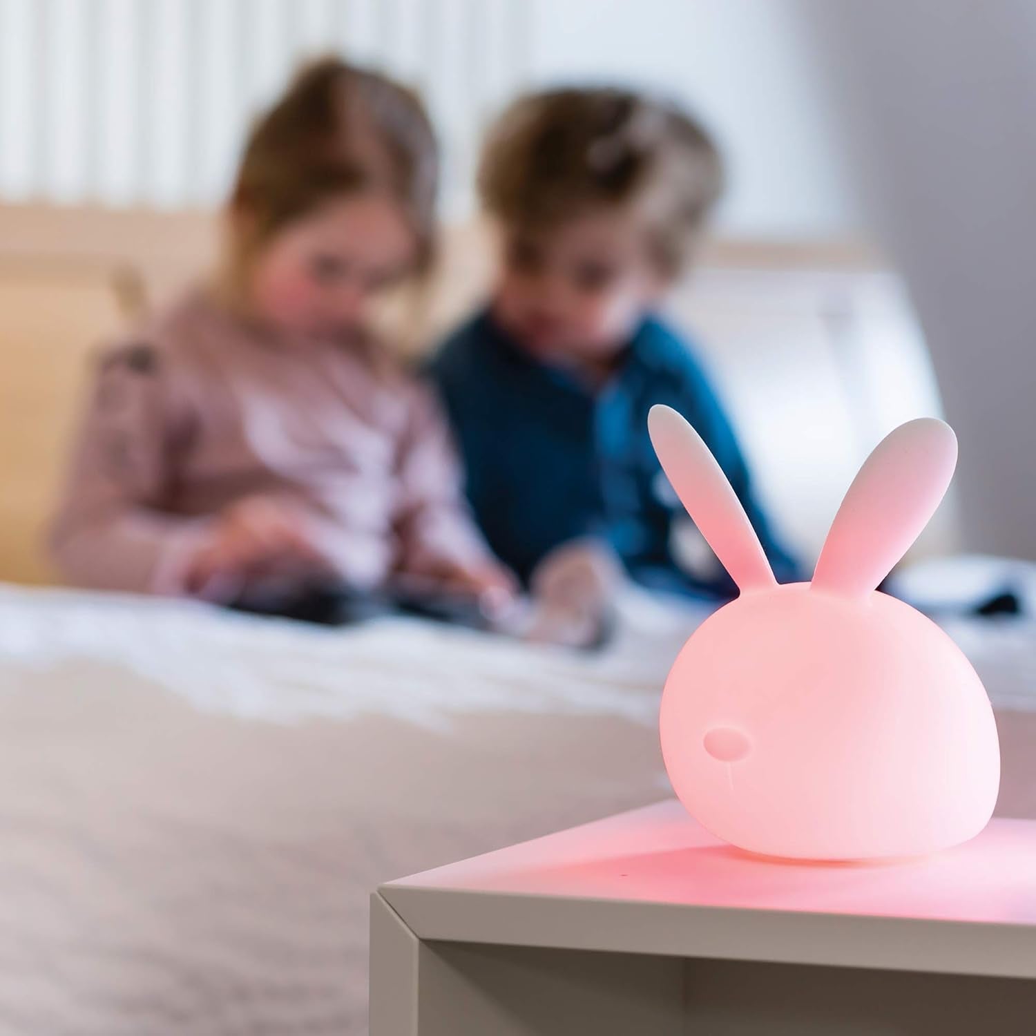 Nattou LED-Night Light Bunny of Silicone, Voice Activation - 7 Colours