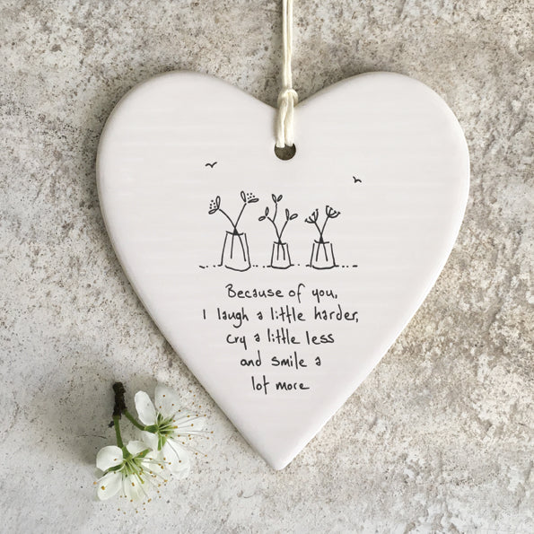 East of India Wobbly Round Heart - Because of You, I Laugh a Little Harder