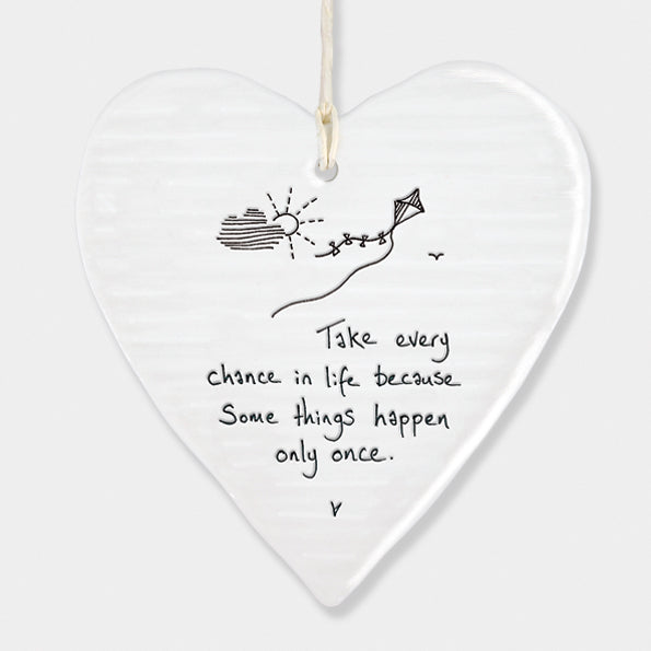East of India Wobbly Round Heart - Take Every Chance In Life