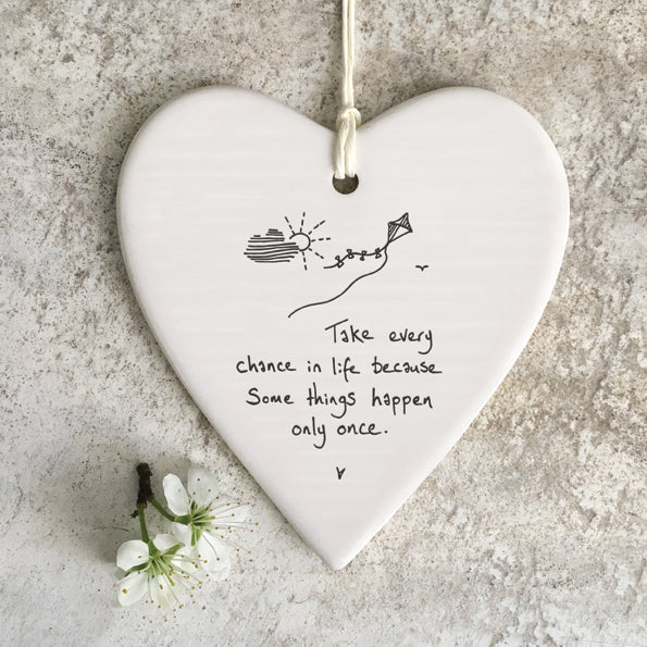 East of India Wobbly Round Heart - Take Every Chance In Life