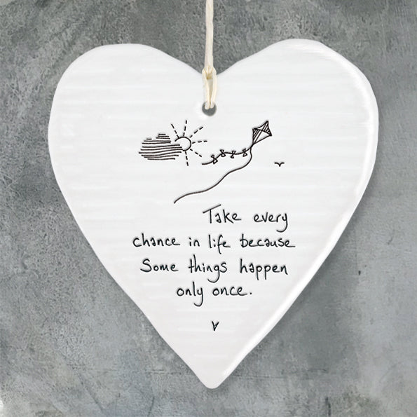 East of India Wobbly Round Heart - Take Every Chance In Life