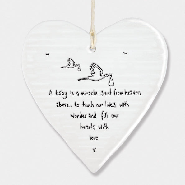 East of India Wobbly Round Heart - A Baby is a Miracle Sent From Heaven Above