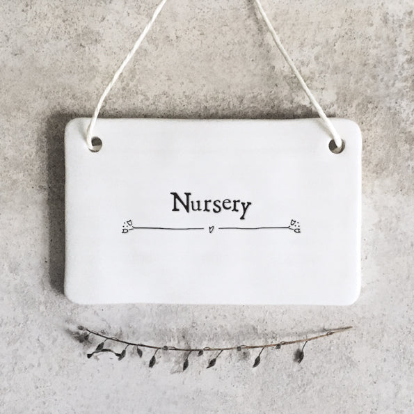 East of India Porcelain Hanging Sign - Nursery