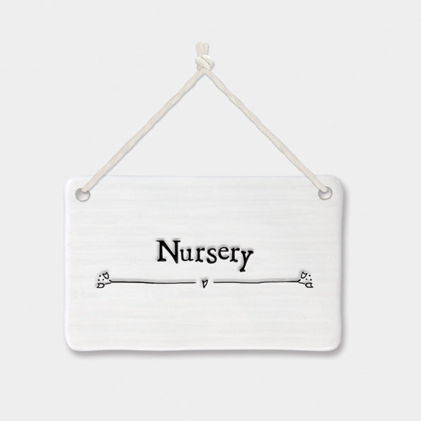 East of India Porcelain Hanging Sign - Nursery