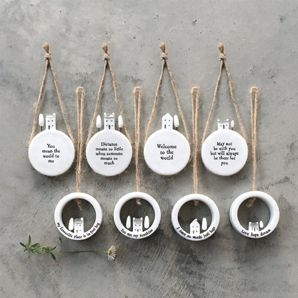 East of India Porcelain Hanger - Welcome To The World