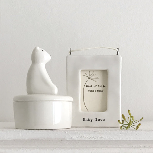 East of India Mini Porcelain Hanging Frame - Baby Love