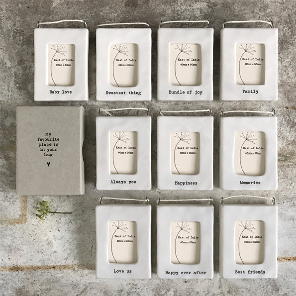 East of India Mini Porcelain Hanging Frame - Baby Love