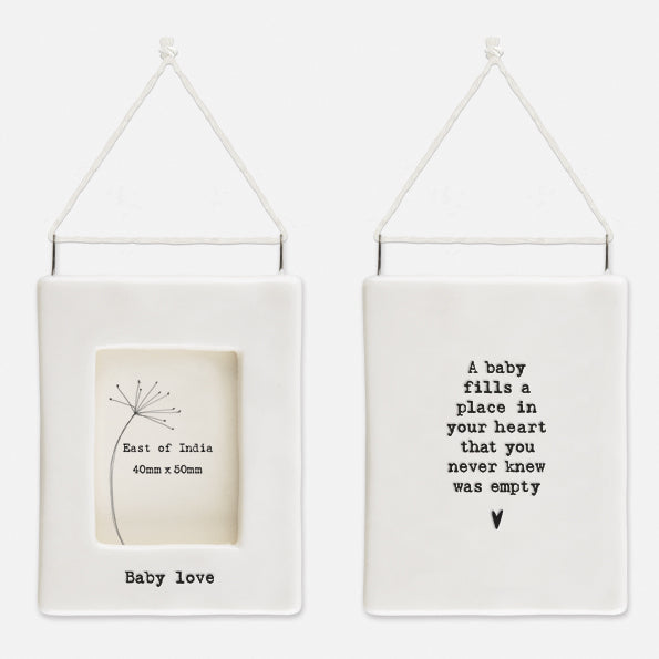 East of India Mini Porcelain Hanging Frame - Baby Love