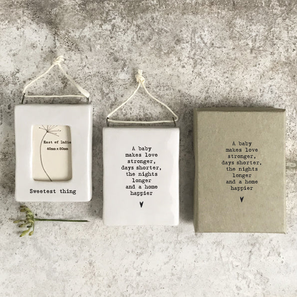 East of India Mini Porcelain Hanging Frame - Sweetest Thing
